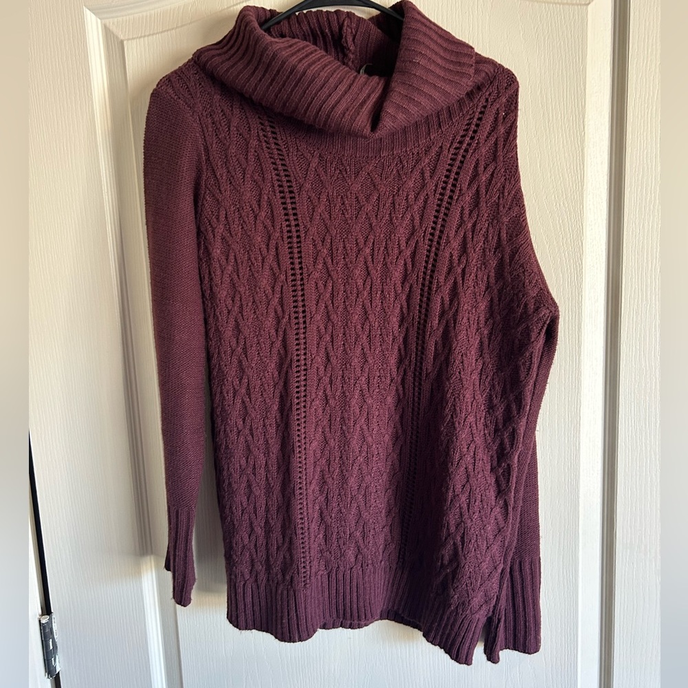 maroon cowl neck sweater